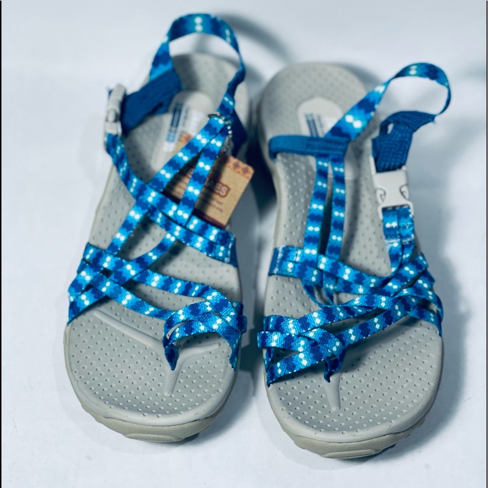 Skechers Womens Reggae blue Tie Dyed sandals 9 - Picture 3 of 14